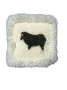 Vintage 1993 Patmark New Zealand Wool Shearling Sheep Pillow Corduroy Backing